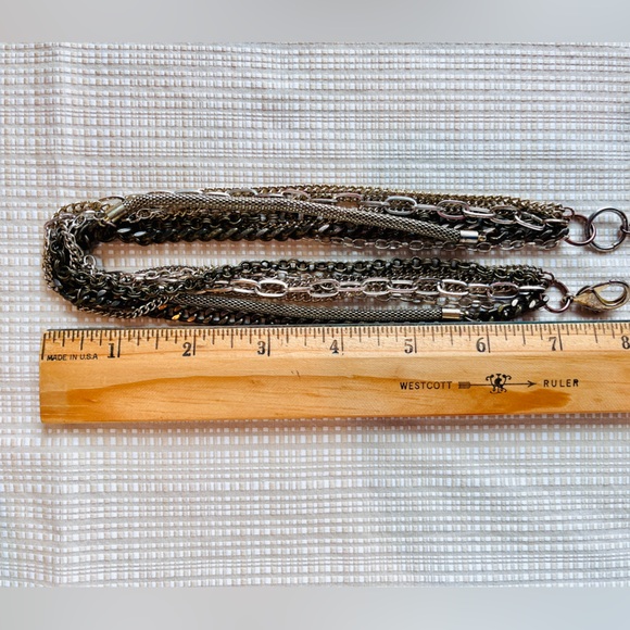 Mixed Metal Chain Layered Necklace & Cuff Set Apocalyptic Dystopian Grunge - Picture 15 of 16